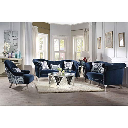 acme AC-50345 Sofa w/3 Pillows Blue Velvet