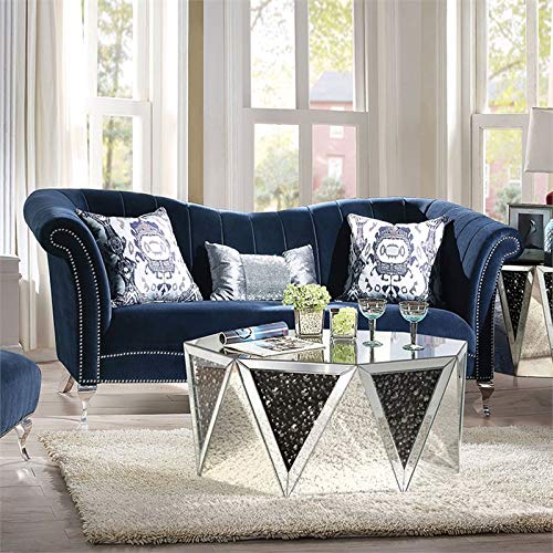 acme AC-50345 Sofa w/3 Pillows Blue Velvet