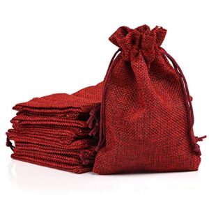 naler christmas drawstring gift bags drawstring pouch burlap wedding favor gift bag red, 24pcs