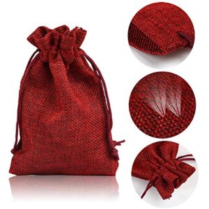 Naler Christmas Drawstring Gift Bags Drawstring Pouch Burlap Wedding Favor Gift Bag Red, 24Pcs