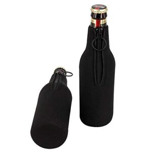 sunkey Beer Bottle Insulator Sleeves 6 Pack Neoprene Beer Bottle Covers with Ring Zipper Bottle Opener for 12 oz/330 ml Bottles (Black)