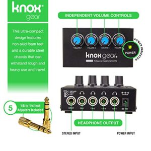 Knox portable Headphone Amplifier mixer 4 Channels Metal Stereo Audio Amplifier, Balanced Headphone Output Audio Input, 4 Channels Amp Metal Stereo Audio Amplifier, Mini Headphone Splitter dac