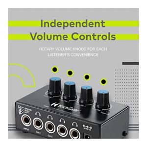 Knox portable Headphone Amplifier mixer 4 Channels Metal Stereo Audio Amplifier, Balanced Headphone Output Audio Input, 4 Channels Amp Metal Stereo Audio Amplifier, Mini Headphone Splitter dac