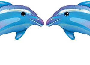 ZiYan Delightful Dolphin Microfoil Balloon, 38-Inches, Blue, 2-Unit