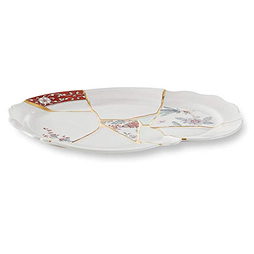 Seletti Kintsugi Tray in Porcelain and 24 Carat Gold