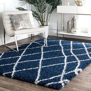 nuloom alvera soft & plush shag area rug, 4' x 6', blue