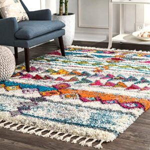 nuloom aponi tribal shag area rug, 7 ft 10 in x 10 ft, multi