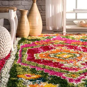 nuLOOM Destiny Medallion Shag Area Rug, 5' 3" x 7' 6", Multi