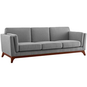 modway chance mid-century modern upholstered fabric sofa in light gray