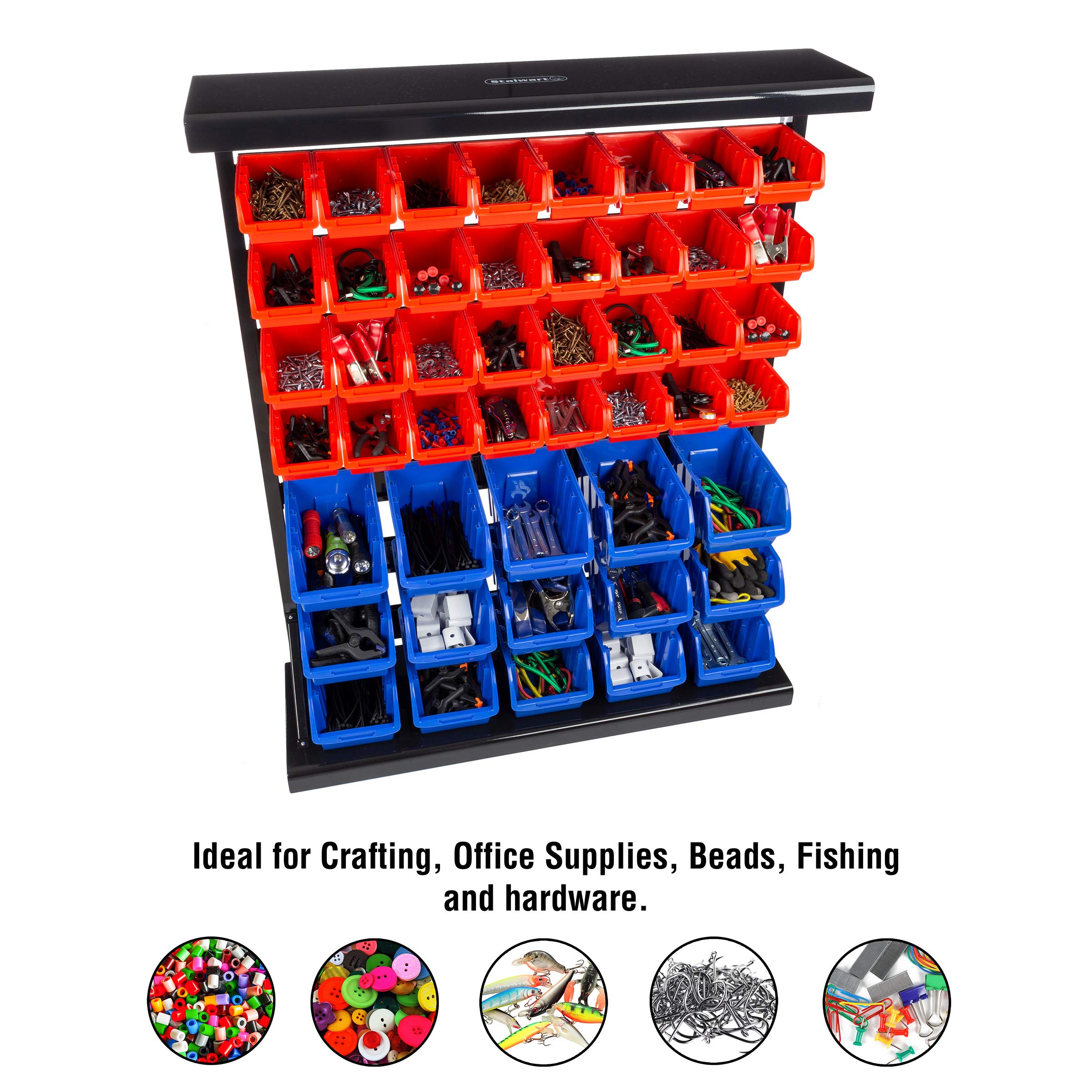 Stalwart 75-ST6079 orage Rack Organizer- Wall Mountable Container with Removeable Drawers for Tools, Hardware, Crafts, Office Supplies and More by Stalwart