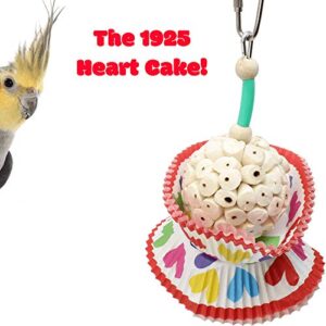 Bonka Bird Toys 1925H Heart Cake Foraging Parrot cage Toys Cockatiel African Grey. Quality Product Hand Made in The USA.