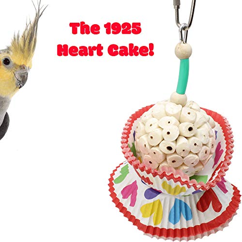 Bonka Bird Toys 1925H Heart Cake Foraging Parrot cage Toys Cockatiel African Grey. Quality Product Hand Made in The USA.