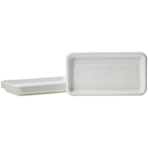 Amazon Basics Compostable Mini Tray, 8.3" x 4.5" x 0.6", White, Pack of 500