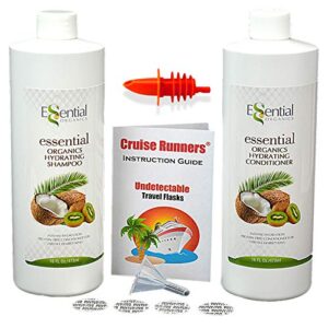 cruise runners fake shampoo & conditioner alcohol drinking flask kit plastic bottles hidden liquor containers smuggle hide sneak booze, rum runners for cruise concealed