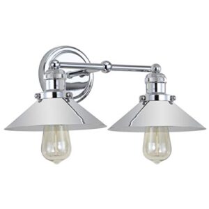 JONATHAN Y JYL7424A June 17.5" 2-Light Metal Shade Farmhouse Sconce Contemporary Transitional 2200K Edison 25W Bulbs Included for Bedroom Living Room Bathroom, Vanity Lighting, Chrome