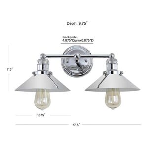 JONATHAN Y JYL7424A June 17.5" 2-Light Metal Shade Farmhouse Sconce Contemporary Transitional 2200K Edison 25W Bulbs Included for Bedroom Living Room Bathroom, Vanity Lighting, Chrome