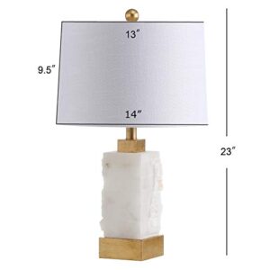 JONATHAN Y JYL6202A Eloise 23" Alabaster/Metal LED Table Lamp Contemporary Transitional Bedside Desk Nightstand Lamp for Bedroom Living Room Office College Bookcase LED Bulb Included, White/Gold Leaf