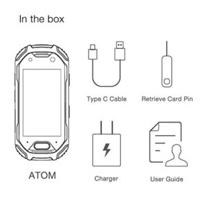 Unihertz Atom, The Smallest 4G Rugged Smartphone in The World, Android 9.0 Pie Unlocked Smart Phone with 4GB RAM and 64GB ROM (Support T-Mobile & Verizon only)