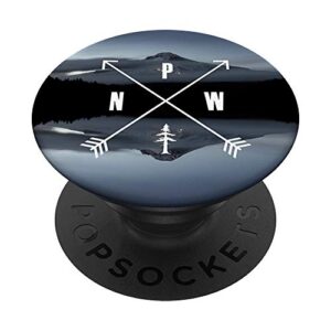 pacific northwest pnw compass mountain lake by nature magick popsockets popgrip: swappable grip for phones & tablets