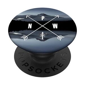 Pacific Northwest PNW Compass Mountain Lake by Nature Magick PopSockets PopGrip: Swappable Grip for Phones & Tablets