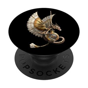 steampunk dragon on watch popsockets popgrip: swappable grip for phones & tablets