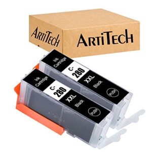 artitech 2 pack compatible ink cartridge replacement for canon pgi-280xxl black ink tank pgi280xxl pgi280 work for canon pixma tr7520 tr8520 ts6120 ts6220 ts8120 ts8220 ts9120 ts9520 ts9521c printers