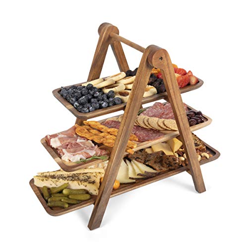 TOSCANA - a Picnic Time brand, 3 Tiered Serving Ladder - Charcuterie Boards - Wood Serving Platters