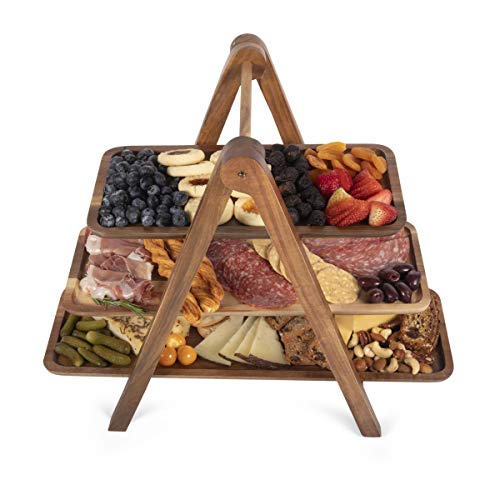 TOSCANA - a Picnic Time brand, 3 Tiered Serving Ladder - Charcuterie Boards - Wood Serving Platters