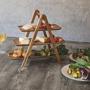 TOSCANA - a Picnic Time brand, 3 Tiered Serving Ladder - Charcuterie Boards - Wood Serving Platters