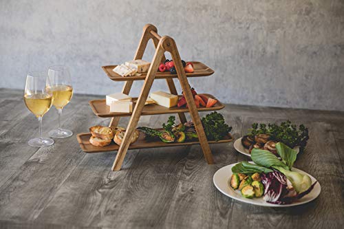 TOSCANA - a Picnic Time brand, 3 Tiered Serving Ladder - Charcuterie Boards - Wood Serving Platters