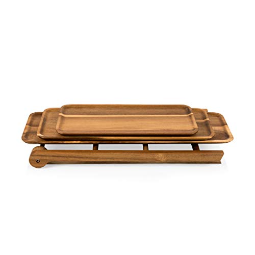 TOSCANA - a Picnic Time brand, 3 Tiered Serving Ladder - Charcuterie Boards - Wood Serving Platters