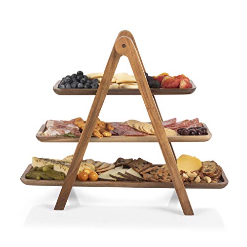 TOSCANA - a Picnic Time brand, 3 Tiered Serving Ladder - Charcuterie Boards - Wood Serving Platters