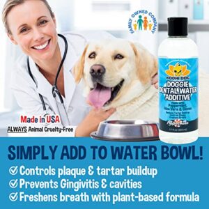 New Premium Dog Breath Freshener Water Additive for Dental Care | Supports Healthy Teeth and Gums | Best for Bad Breath Treatment, Tartar Remover, Plaque Remover | No Brush Required (17oz)