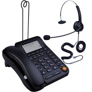 corded phone with caller id, home office phone with noise cancellation headphone call center phone with headset business telephone landline with speakerphone