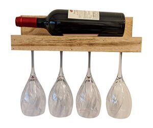 gianna's home rustic farmhouse country distressed wood wall mounted wine rack with glass holder (torched wood)