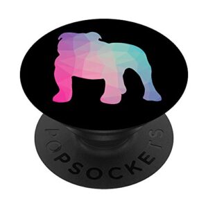 english bulldog poly geometric graphic dog lover popsockets popgrip: swappable grip for phones & tablets