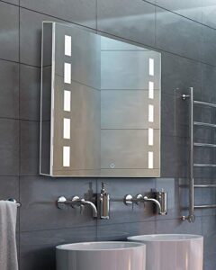 fine fixtures bathroom medicine cabinet, aluminum, recessed/surface mount, mirrored w/led (24")