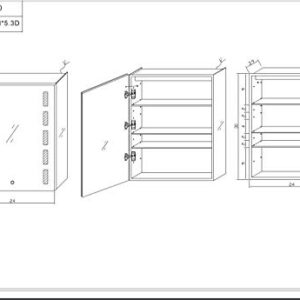 Fine Fixtures Bathroom Medicine Cabinet, Aluminum, Recessed/Surface Mount, Mirrored w/LED (24")