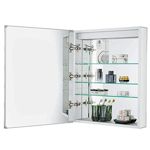 Fine Fixtures Bathroom Medicine Cabinet, Aluminum, Recessed/Surface Mount, Mirrored w/LED (24")