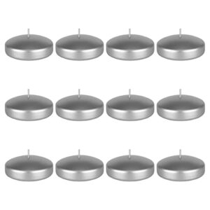 mega candles 12 pcs unscented silver floating disc candle, hand poured paraffin wax candles 3 inch diameter, home décor, wedding receptions, baby showers, birthdays, celebrations & party favors