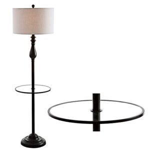 jonathan y jyl3057a laine 60" metal/glass led side table and floor lamp traditional,transitional for bedrooms, living room, office, reading, oilrubbedbronze