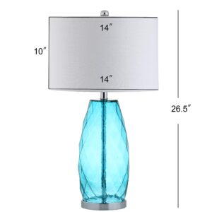 JONATHAN Y JYL4009B Juliette 26.5" Glass/Metal LED Table Lamp Contemporary Transitional Bedside Desk Nightstand Lamp for Bedroom Living Room Office College Bookcase LED Bulb Included, Moroccan Blue