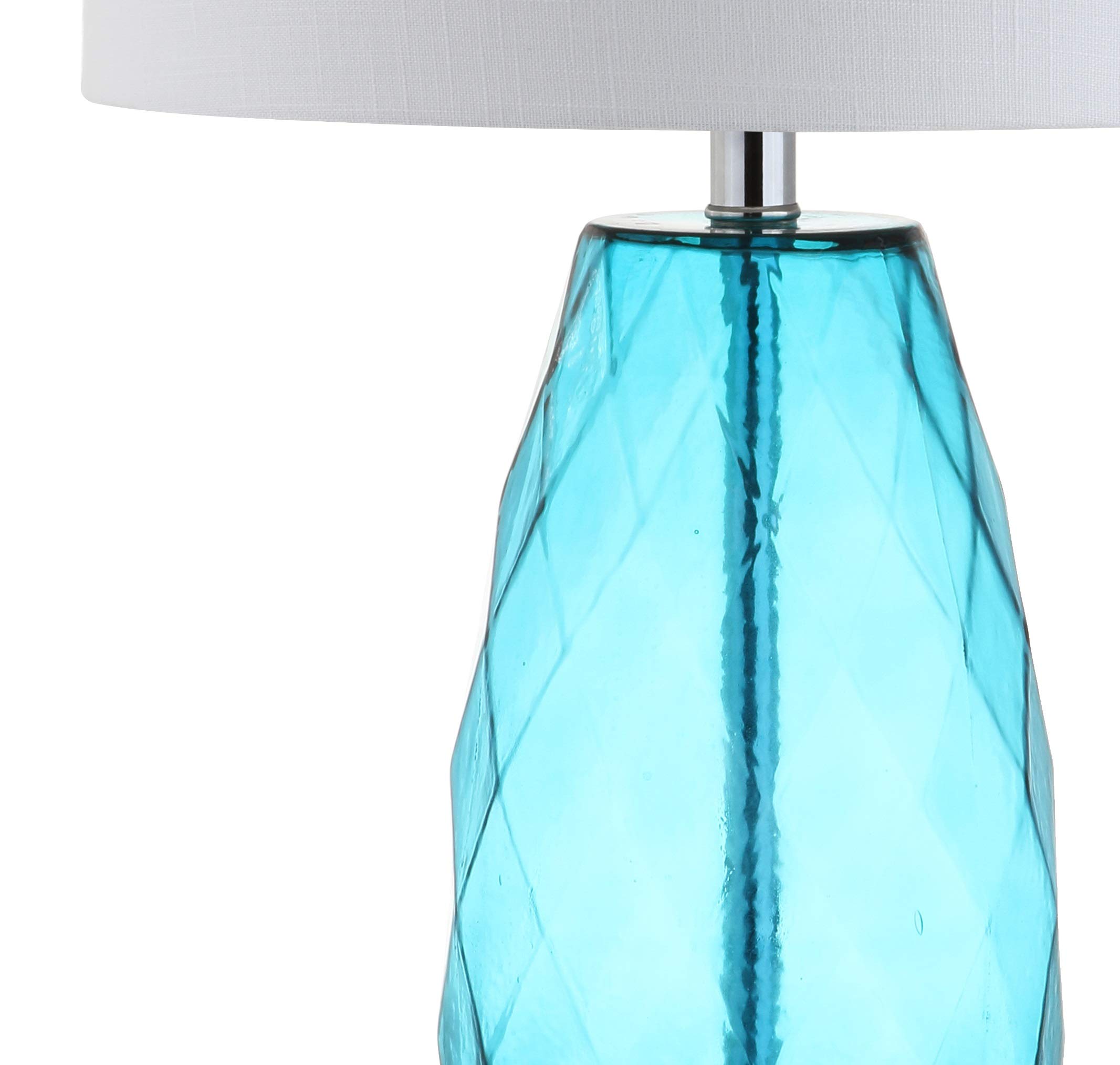 JONATHAN Y JYL4009B Juliette 26.5" Glass/Metal LED Table Lamp Contemporary Transitional Bedside Desk Nightstand Lamp for Bedroom Living Room Office College Bookcase LED Bulb Included, Moroccan Blue