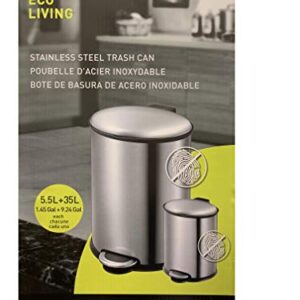 Sensible Eco-Living Trash Can Stainless Steel 2Pk