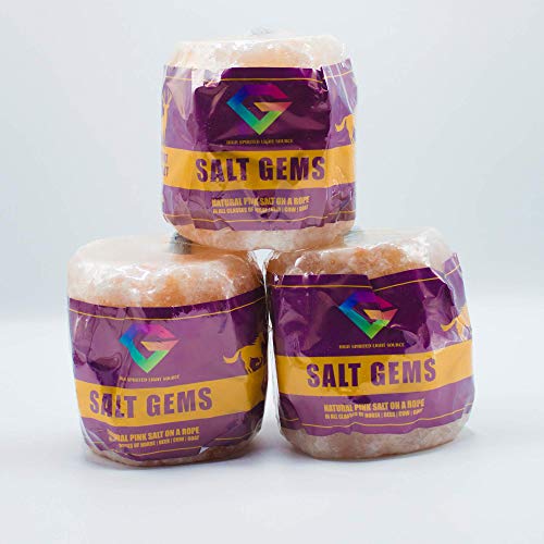 SALT GEMS Purest Animal Salt Lick on Rope from Foothills of Himalayas with 84 Essential Minerals and Electrolytes for All Animals, Cattle and Livestock - Natural Himalayan Rock 6~8 Lb