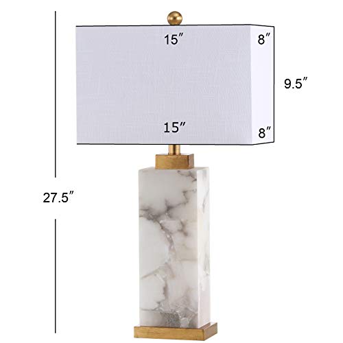 JONATHAN Y JYL6201A Elizabeth 27.5" Alabaster LED Table Lamp Coastal Contemporary Bedside Desk Nightstand Lamp for Bedroom Living Room Office College Bookcase LED Bulb Included, White/Gold Leaf