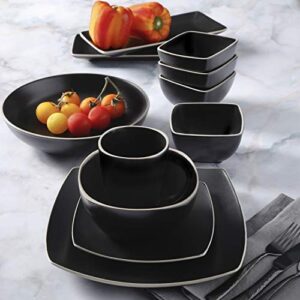 Gibson Soho Lounge Soho Lounge Dinnerware Set, 9.7" Serving Bowl, Matte Black