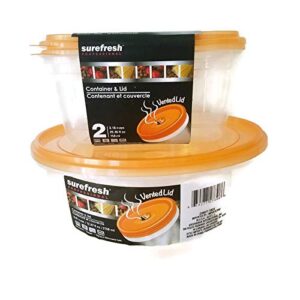 set of 3 surefresh food containers - vented lid - 1 round container 72.67 fl oz. - 2 square containers 25.35 fl oz.