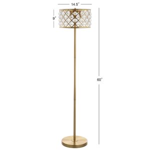 JONATHAN Y JYL9000A Elizabeth 60" Crystal/Metal LED Floor Lamp, Contemporary, Transitional, Elegant, Geometric, Office, Living Room, Family Room, Dining Room, Bedroom, Hallway, Foyer, Brass Gold/Clear