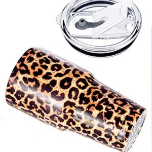 DYNAMIC SE 30oz Leopard Tumbler Double Wall Stainless Steel Vacuum Insulated Travel Mug with Splash-Proof Lid Metal Straw and Brush